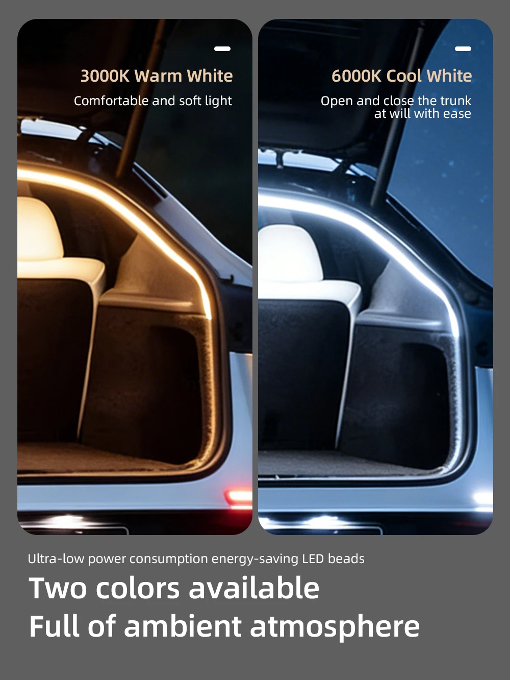 Für Tesla Model 3/Y Kofferraumbeleuchtung 4,3M Ambiente-Licht Innendekorations-LED mit Zigarettenanzünder Kabellose Heckklappen-Lichtleiste 12V – Detail 5