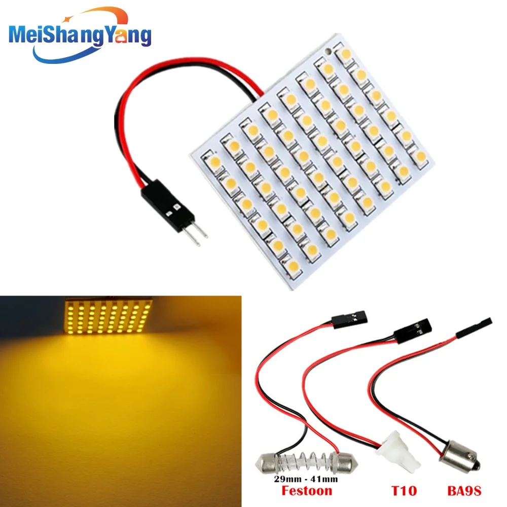 48 SMD Warm white Panel led car T10 BA9S Festoon Dome Interior Lamp lights for w5w c5w t4w led bulbs Car Light Source 12V