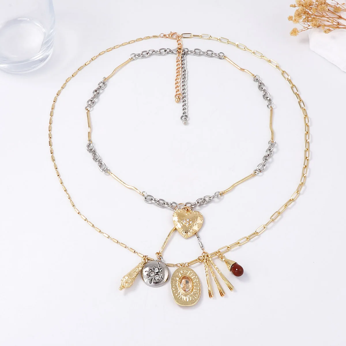 

Bohemian Double Layers Punk Pendant Necklace Women's Jewelry Charm Chain Necklace Accessories Wedding Gifts