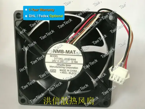 

1PC NMB-MAT 3110KL-05W-B66 DC24V 0.18A 8025 8CM 4-wire inverter cooling fan