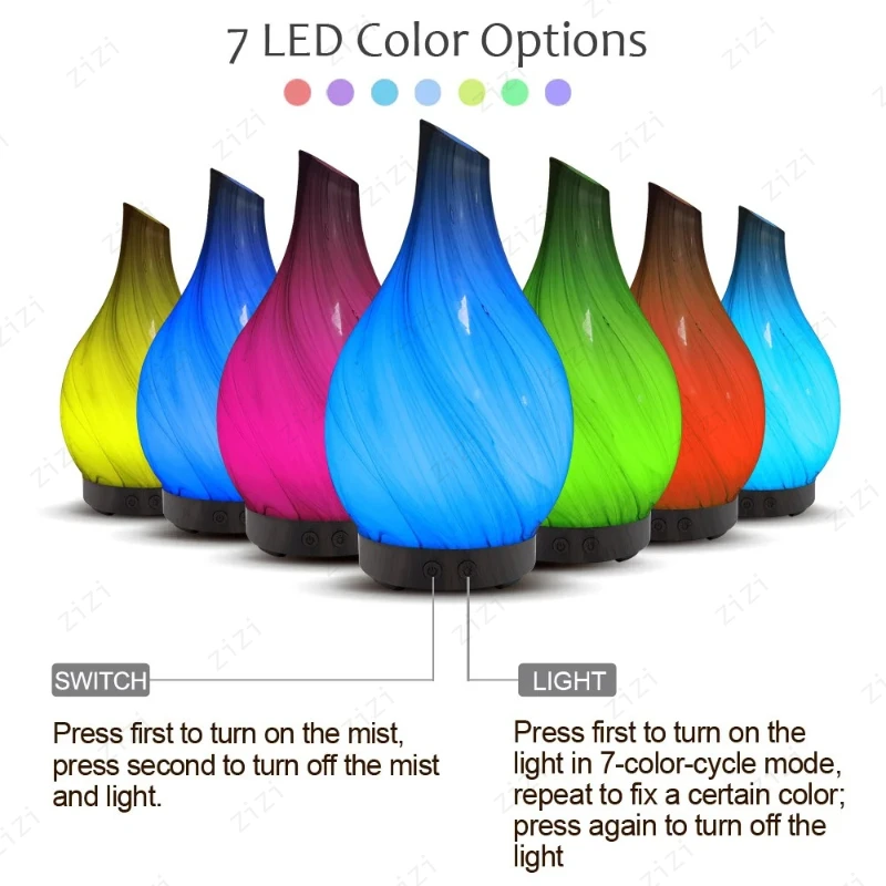 Glass Craft Slanted Mouth Vase Shaped Aromatherapy Machine USB Rainbow Light Humidification Aromatherapy Machine image 2