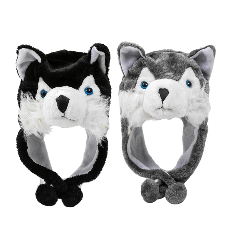 Wolf Plush Hat Cartoon Dress Up Animal Winter Windproof Plush Hat Adult Kid