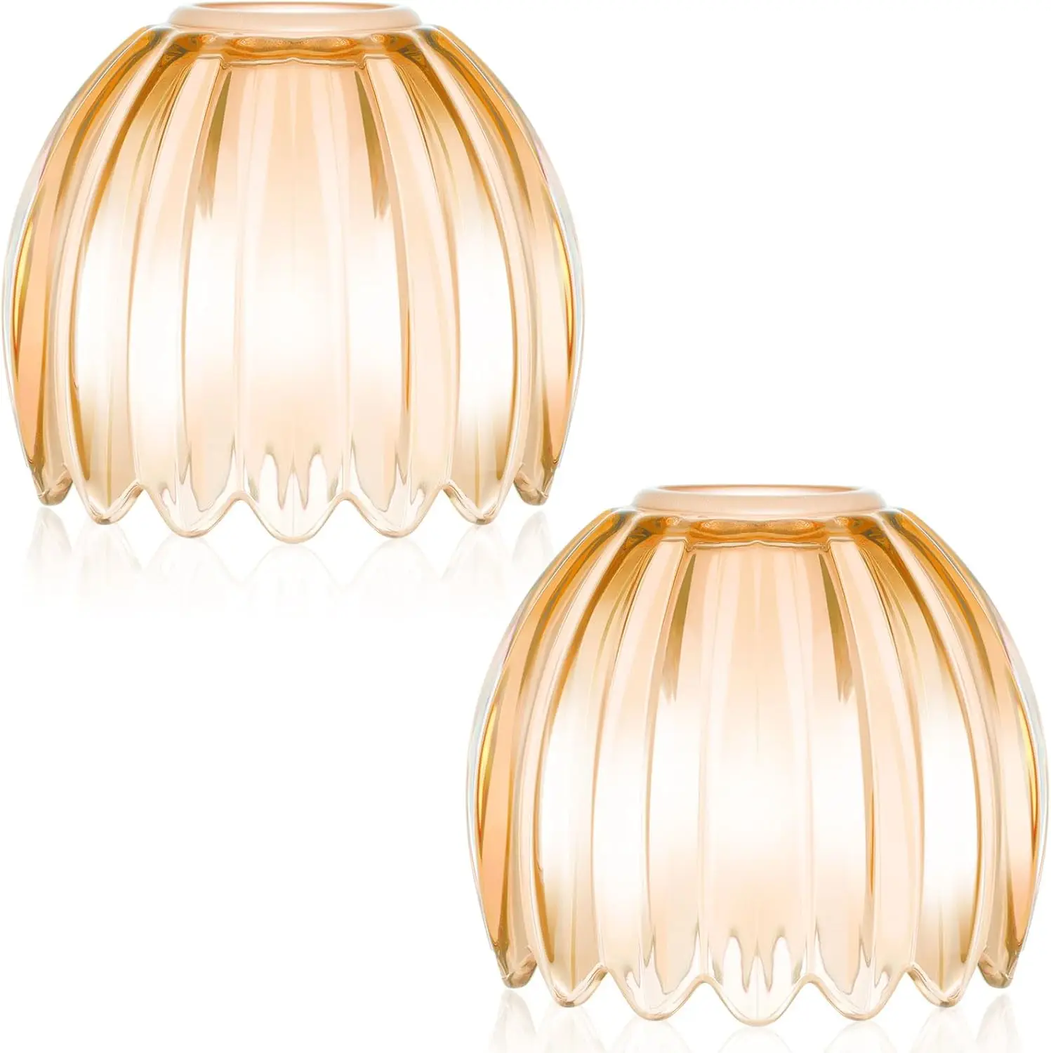 

2 Pcs Amber Glass Tulip Lamp Shades Small Flower Art Sconce Shade E26 Base 1.65" Top x 4.45" Dia. x 4.33" H Mini Lampsha