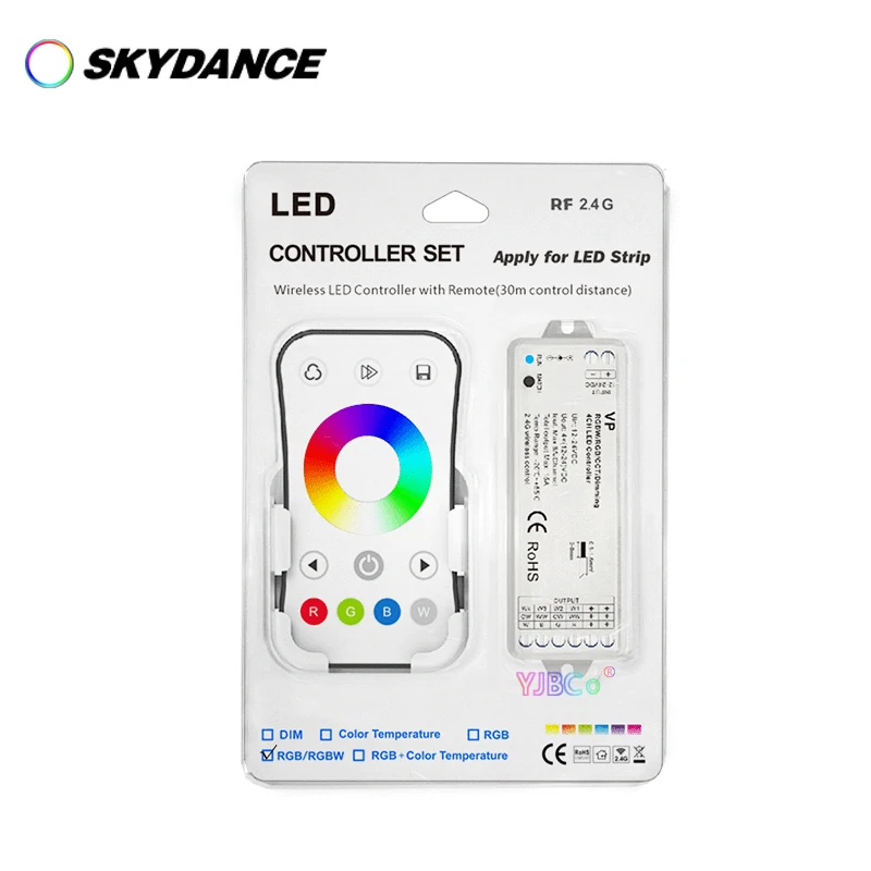 Skydance RGBW LED Controller Set 12-24VDC 4A*4CH RGBW LED Strip Dimmer VP & R8-1 RF 2.4G 1 Zone RGB/RGBW Remote switch Control