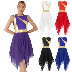 Women Sleeveless Liturgical Worship Dance Tunic Dress Praise Dance Dress Modern Lyrical Ballroom Dance Stage Performance Costume