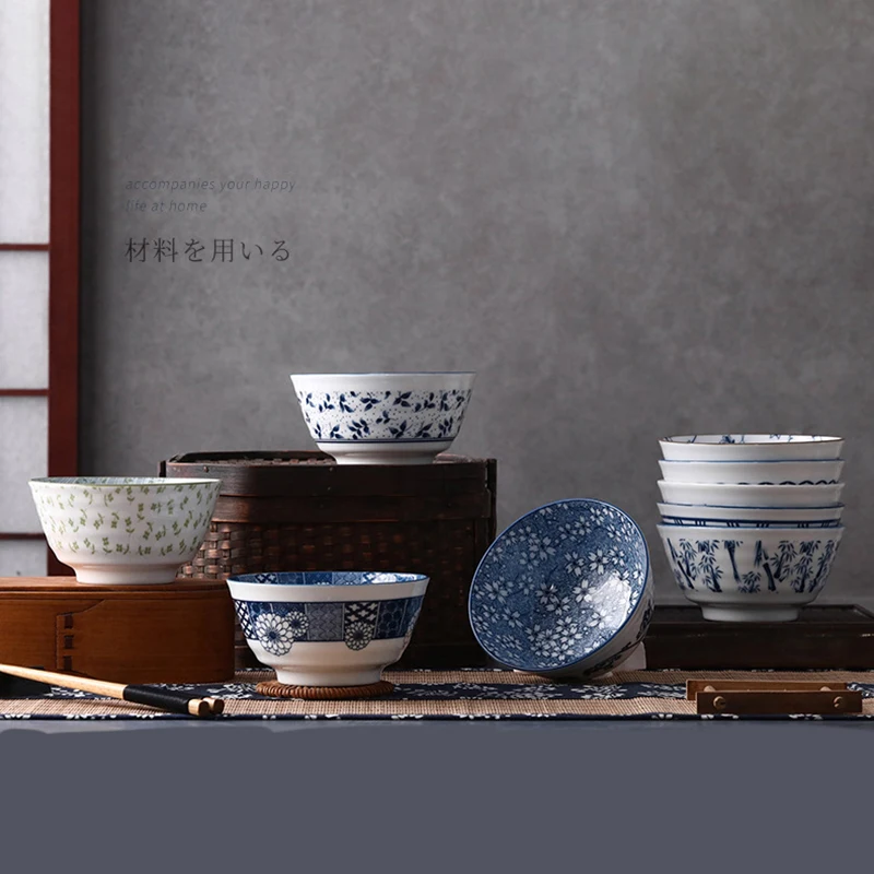 Jingdezhen-Japanese ceramic bowl for ramen, salad, soup, restaurant, kitchen tableware, home decoration, porcelain, Jingdezhen