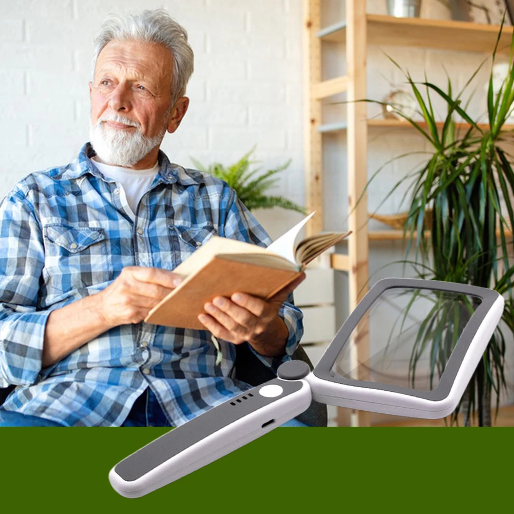 Folding Lighted Magnifying GlassHandheld Magnifiers 10LED Lights USB Charging with Power Display for Elderly Reading Newspapers