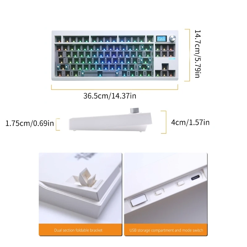 GMK87 ปรับแต่ง DIY คีย์บอร์ดชุด 3 โหมด BT5/2.4G/UsbC Hot swappable สวิทช์ Backlights Y9RF