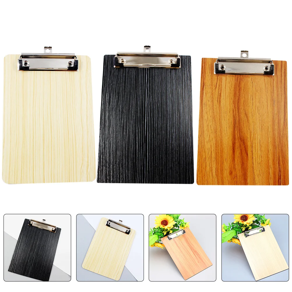 

3Pcs Thick Wooden Writing Board Portable Clipboards Multi Purpose for Office School Home Use Clip Board