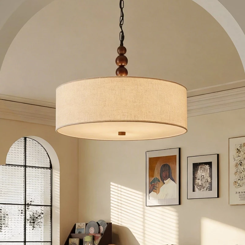 Japanese Wabi Sabi Fabric Pendant Lights Minimalist Linen Shade Bedroom Balcony Hallway Restaurant Teahouse Study Hanging Lamps
