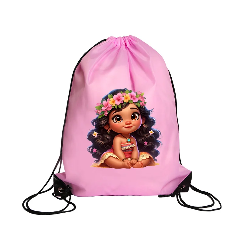 Moana telas no tejidas con cordón impermeable conveniente mochila de compras bolsa con estampado de dibujos animados bolso de gran capacidad bolsas de regalo