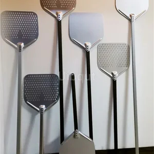Große und lange Aluminium -Pizzaschaufel, 12 14 Zoll, lange Gurtrinde, Accessoire, Pizza -Ruderspatel, Nicht -Schicht, runder Kochwender 10 Hauptverkaufsmesser 14 Zoll - №4