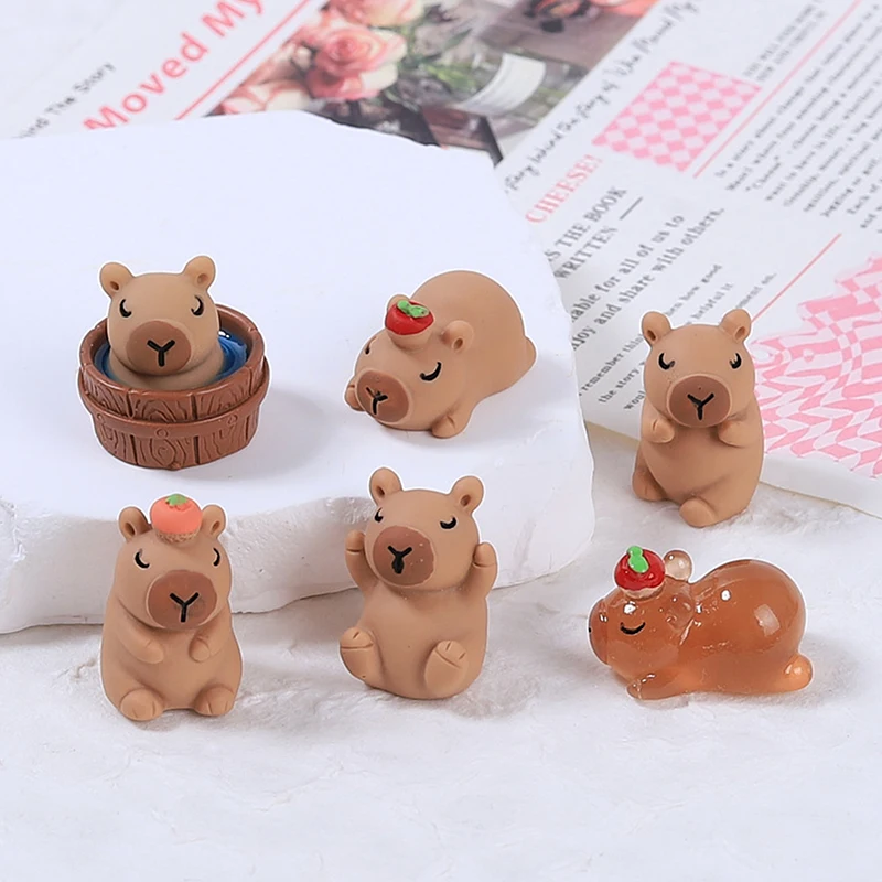 1pc Luminous Mini Capybara Resin Miniature Figurine Glow At Night Fairy Garden Decoration DIY Ornament Cute Desk Decoration