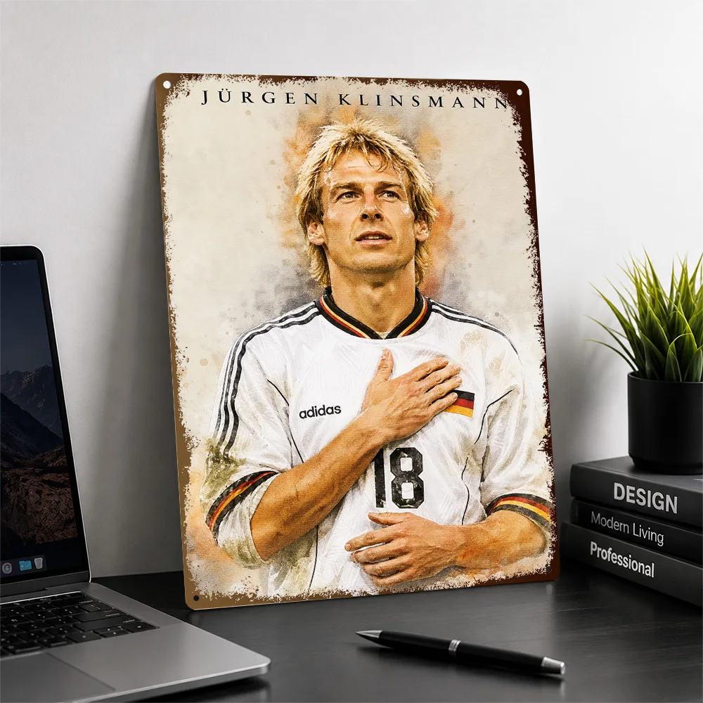 Jürgen Klinsmann Football Aluminum Poster Customized Metal Tin Sign Club Legacy Style Wall Art Ideal For Home Gym Or Clubhouse