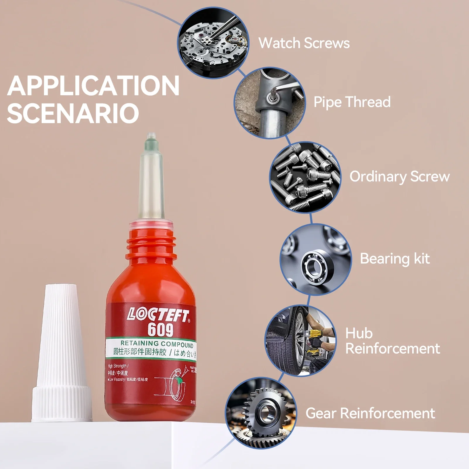 Pegamento para tornillo bloqueador de roscas, agente de bloqueo de rosca de curado rápido, adhesivo anaeróbico, pegamento antiaflojamiento resistente a la corrosión, 10ml