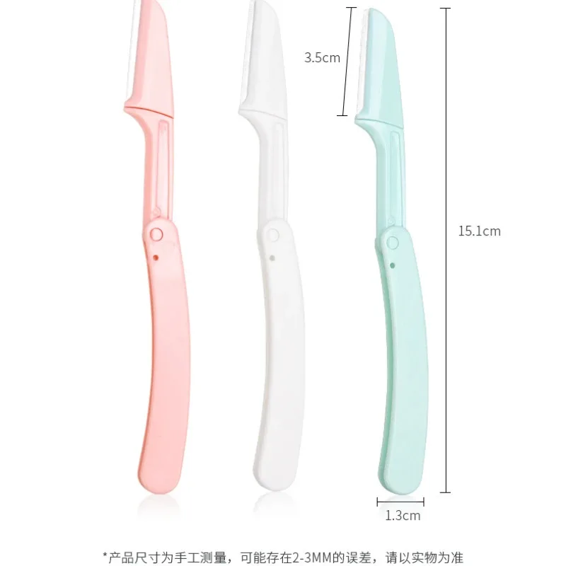 3pcs 안전 접이식 숙녀 얼굴 면도기 눈썹 트리머 블레이드 안티 스크래치 면도기 메이크업 도구 눈썹 트리머 여성용 얼굴 면도기