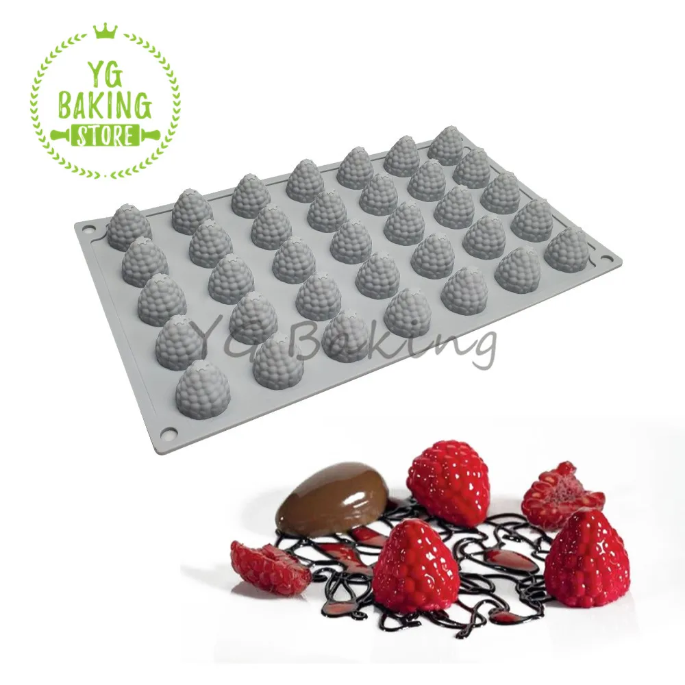 Dorica 35 Cavity Mini Raspberry Silicone Mousse Mold 3D Fruit Chocolate Mould Cake Decorating Tools Kitchen Baking Accessories