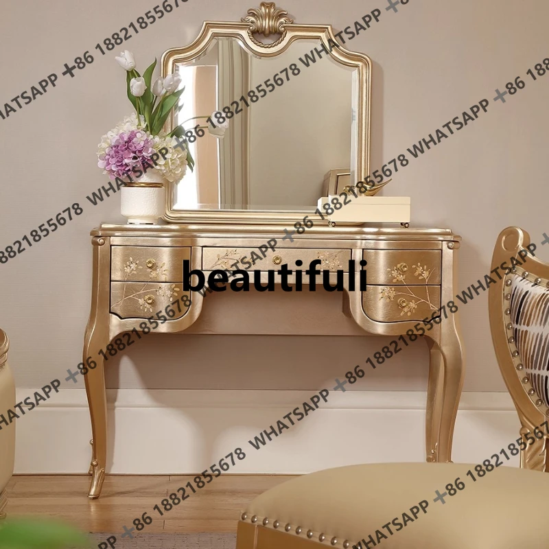 

French light luxury solid wood with drawn engraving hand-painted dresser European princess dresser SE1