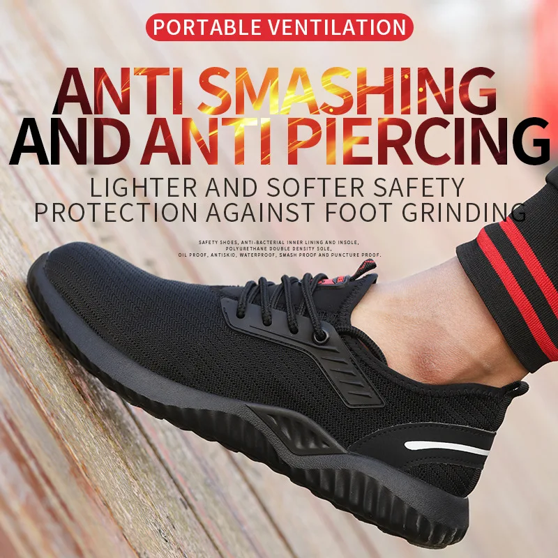 Breathable, Lightweight Smash-proof Puncture-proof Work Shoes One Piece in Summer