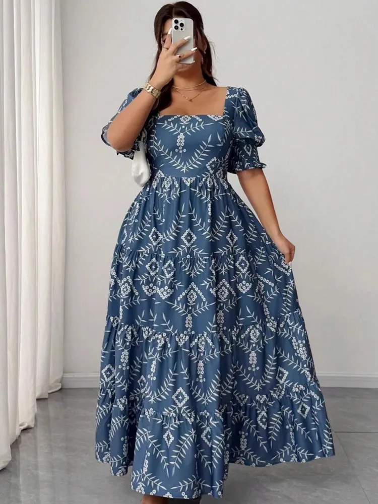 

L-4XL Plus Size Clothes Dresses Women Robes Spring Summer Short Sleeve Street Style Casual 3XL 4XL Big Size Maxi Dress Oversized
