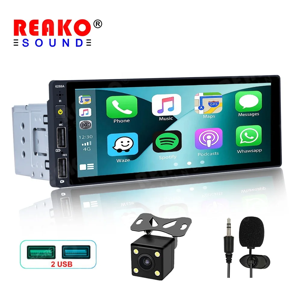 Auto Stereos 6.9'' estereo de pantalla estereos para autos 1din Carplay 2USB Charging SWC With Rear View Camera