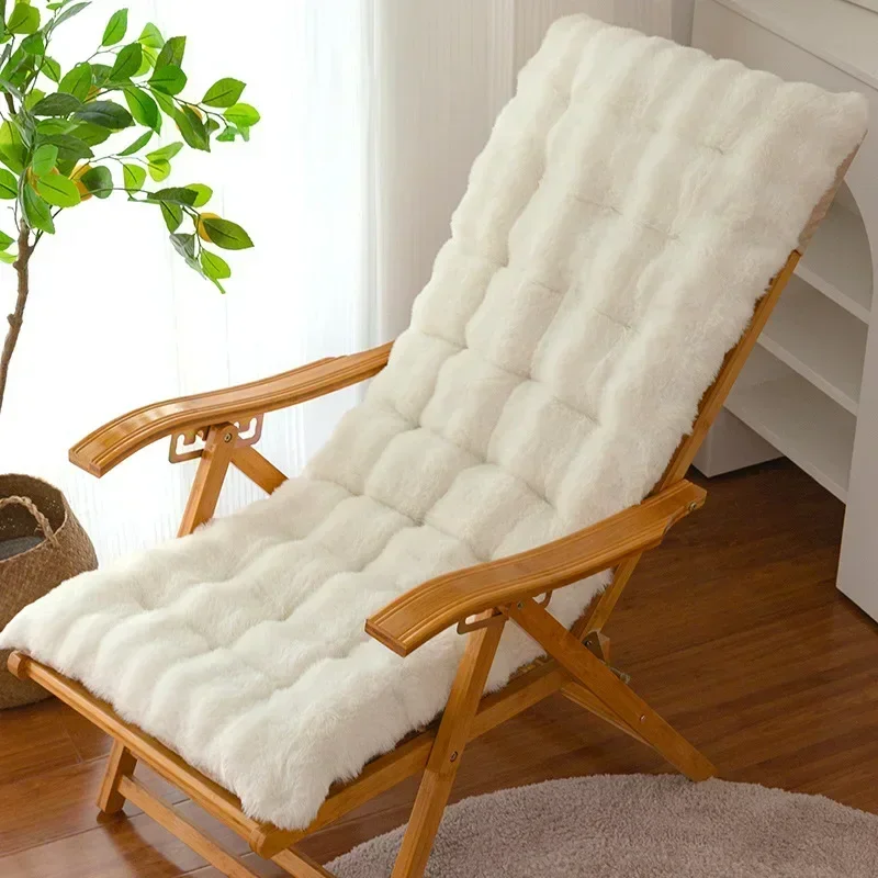 Rocking Chair Plush Cushion Outdoor Garden Chair Cushion Non-Slip High-Backed Chair Pads Sun Lounger Cushion