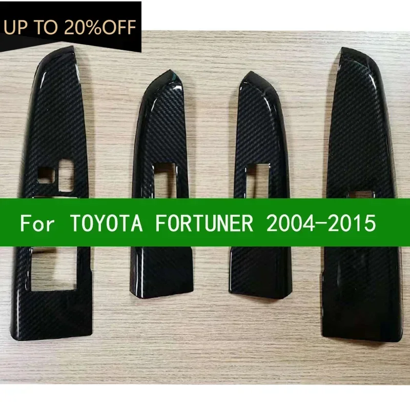 

For toyota fortuner AN50 AN60 2004-2015 Pickup Power window switch Window lifter trim，Carbon fiber pattern Interior Door sticker
