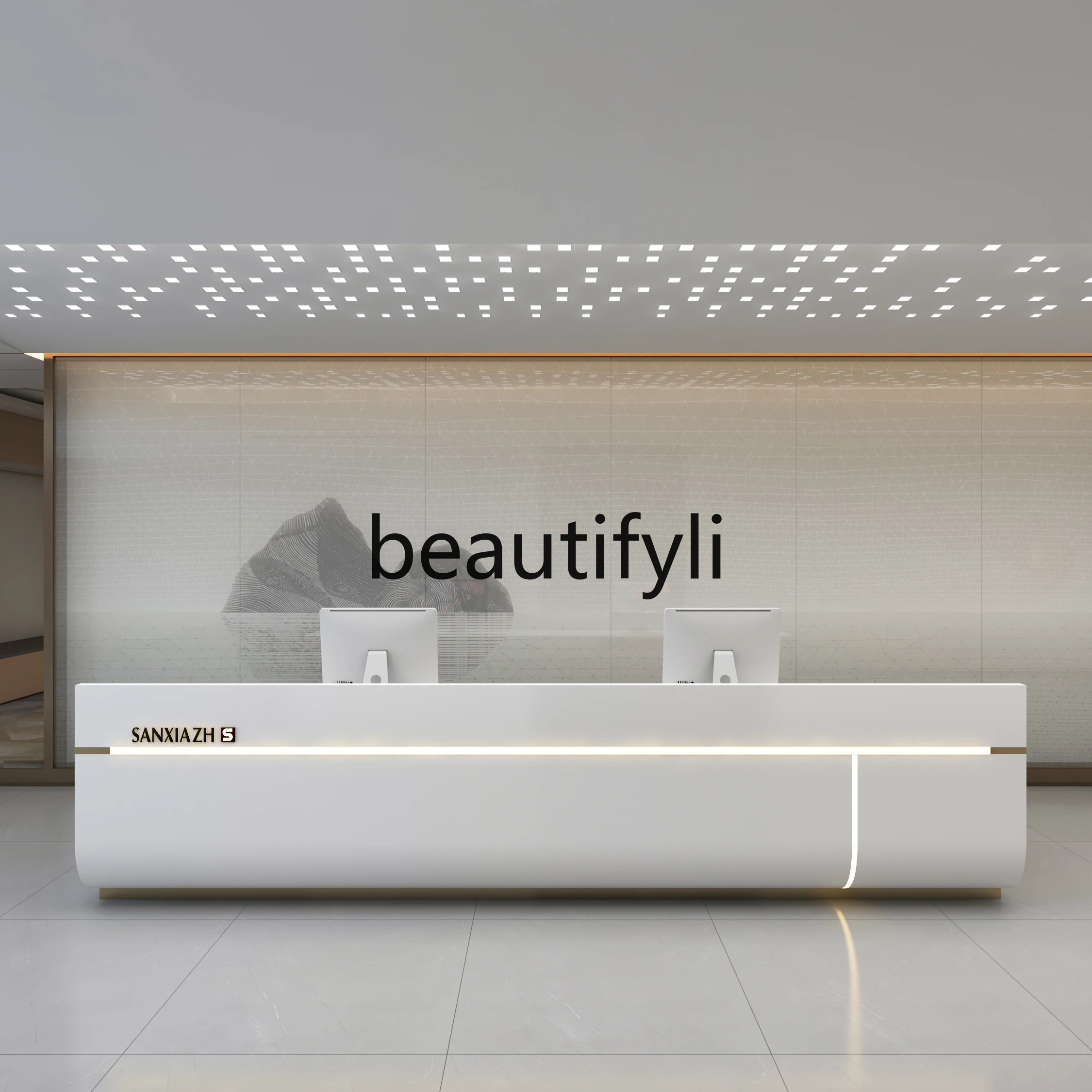 

Company front desk reception desk simple modern beauty salon creative counter checkout page