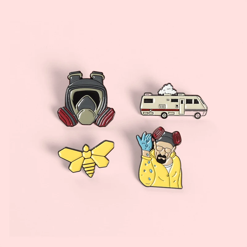 Airplane Bus Salt Brother Enamel Pins Breaking Bad Brooches For Men Brooch Hat Bag Clothes Lapel Badge Gifts for Friends