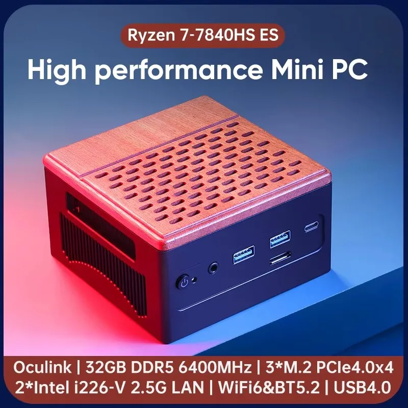 

Topton Mini PC AMD Ryzen 7 7840HS ES 3*PCIe4.0x4 Oculink DDR5 6400MHz USB4 2*2.5G LAN NAS Firewall Gaming PC Windows 11 WiFi6