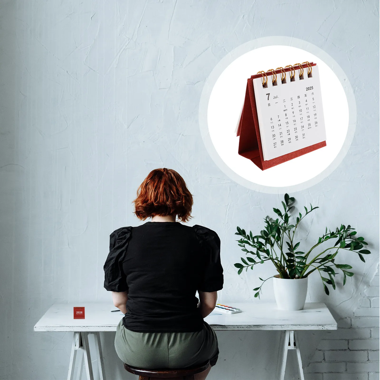 

Mini Desk Calendar 2026 Small Standing Flip Weekly Planner for Daily Schedule Home Office Desktop Calendar Beige