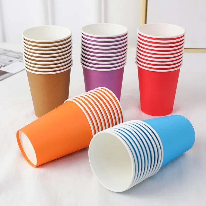 Pure Colour Party Disposable Paper Cups Juice Cup DIY Decoration Baby Shower Kids Birthday Wedding Picnic Tableware Supply