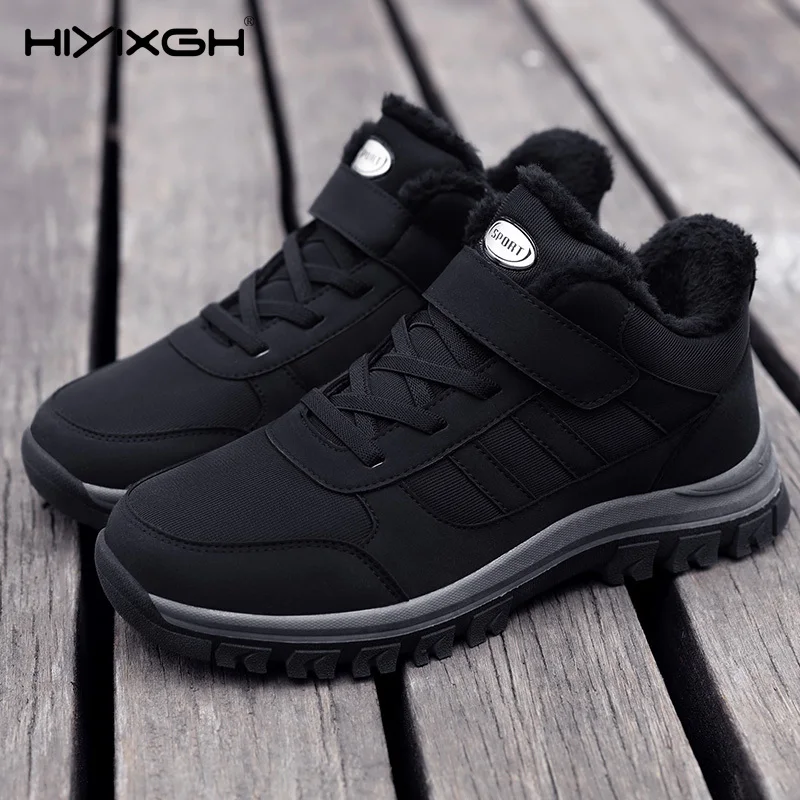 Winter High-Top Cotton Shoes Female Fleece-lined Warm Hiking Boots Middle-Aged and Elderly Leisure Sneaker Male view 3