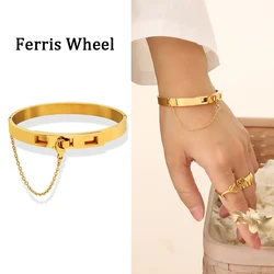 Women's Bangles Bracelets Stainless Steel Gold Plated Bracelet For Women Designer Luxury Woman Jewelry Accessories Couple Gift