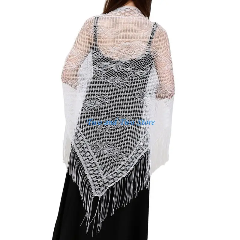 

HX6F Flower Pattern Scarf French Styles Shawl Vacation Shoulder Wrap for Daily Use