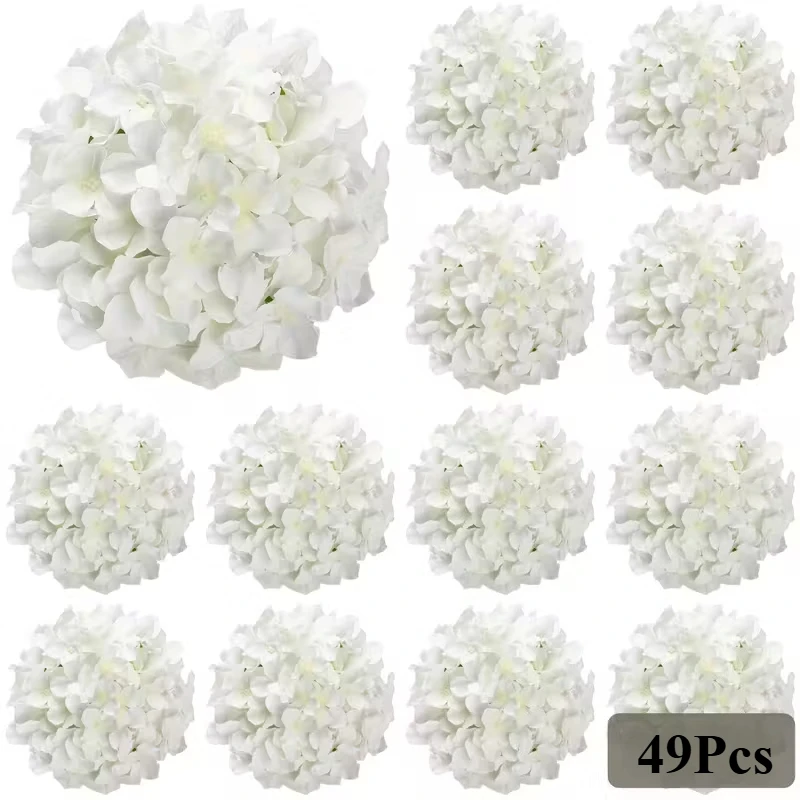 49pcs Creamy White Artificial Hydrangea - Perfect for Weddings, Home Décor, and Special Occasions - Ideal for Indoor and Outdoor Use, DIY Projects, Chinese New Year, Valentine's Day, Mother's Day, and Spring Decorations, christmas decor