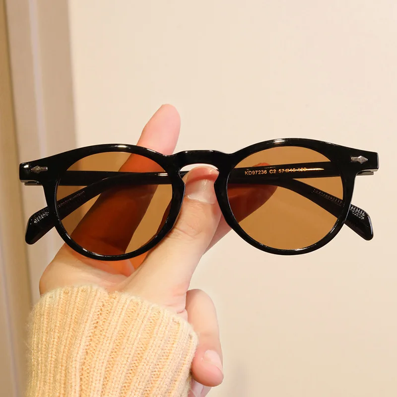 إطار دائري الأرز مسمار مكافحة نظارات الضوء الأزرق موضة اللون حظر مرآة مسطحة إطار دائري صغير نظارات الفهد الرجعية العصرية