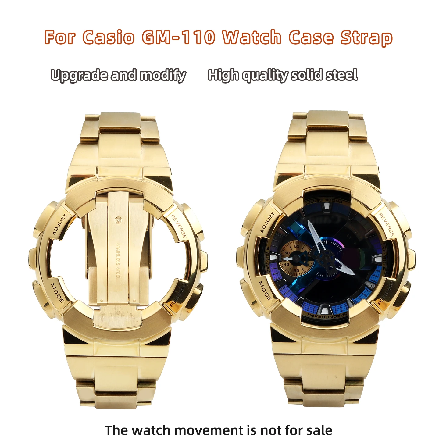 

Комплект для модификации часов Casio Pocket Rocket GM-110: корпус из цельной стали, металлический браслет, водонепроницаемый ремешок, корпус для мужчин