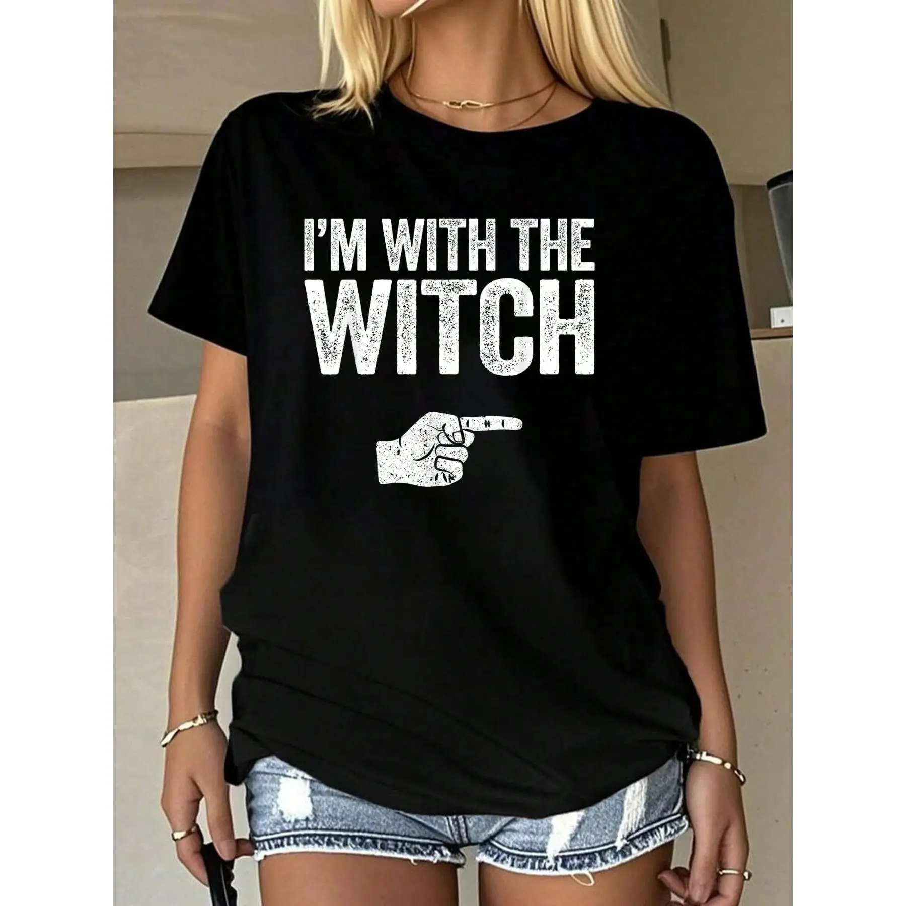 

"I'm With The Witch T-Shirt. Women Men Halloween Graphic Tee. Couple Matching Costume Print. Funny Spooky Party Gift."