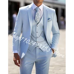 Slim Fit Men Suits Groom Formal Business Male Blazer Notched Lapel Party Wedding Tuxedos Jacket+Vest+Pants Trajes De Hombre