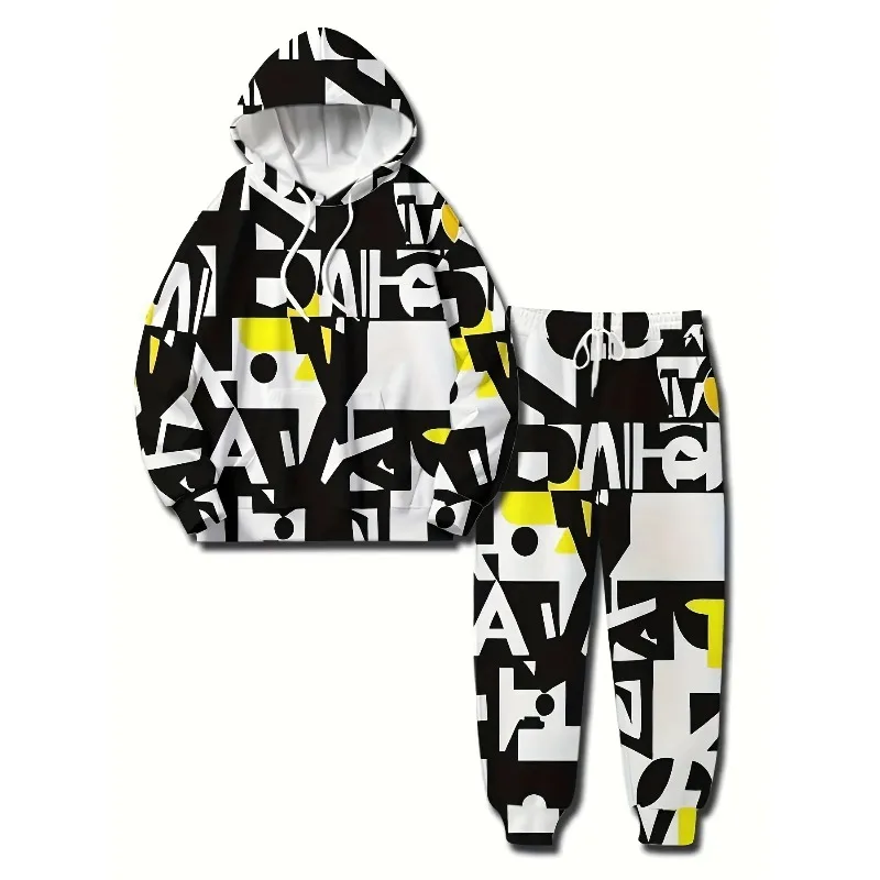 الربيع والخريف عارضة الرياضة الكرتون أنيمي شخصية 3D المطبوعة الرجال الكتف نمط هوديي أعلى السراويل قطعتين مجموعة #4