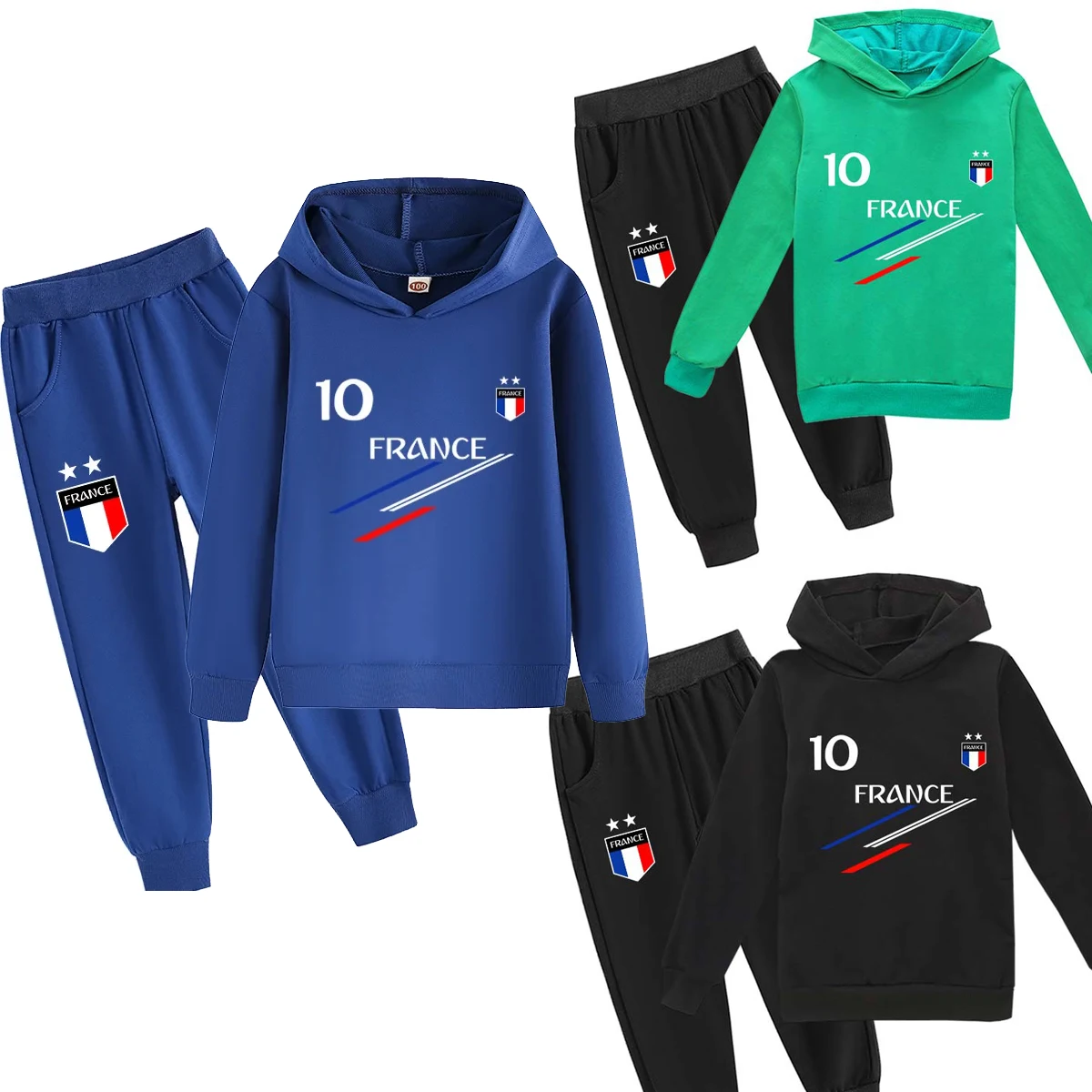 

2024 New Kids Clothes Baby Boys France Football 10 MBP jersey Tracksuit 2Pcs Children Boy Sports suit Outfits Sets girl clothes