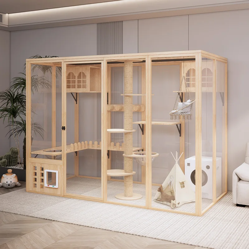 

Cat Villa Large Panoramic Glass House Home Luxury Cage Indoor House Custom Villa House