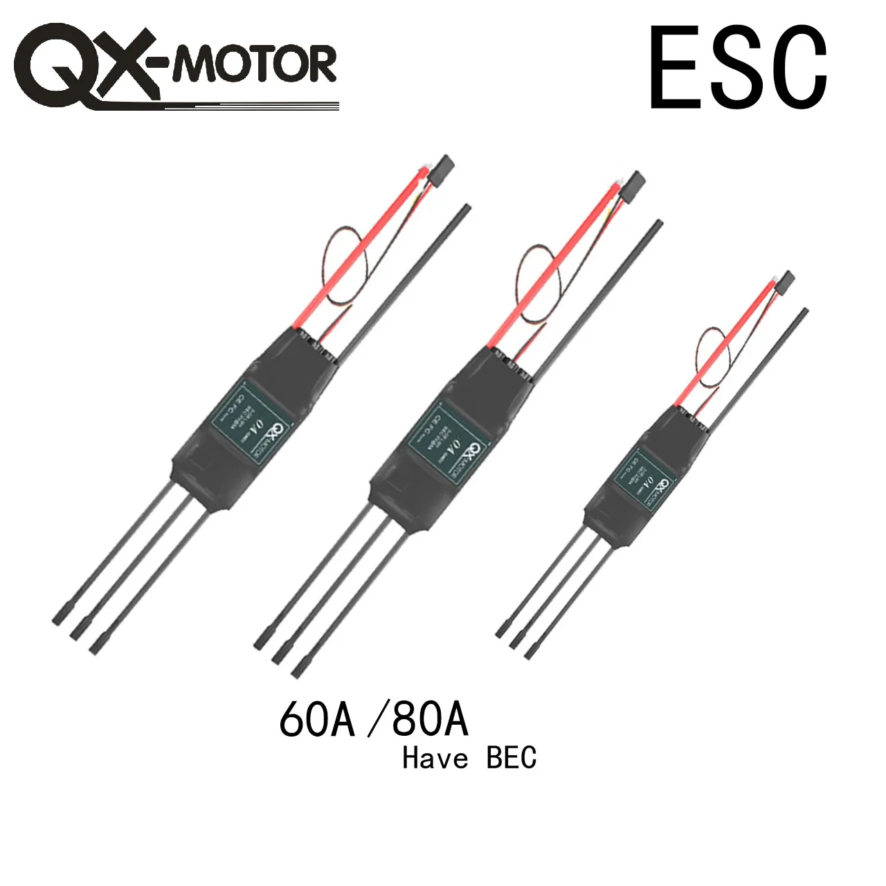 

QX-MOTOR Brushless ESC 60A 80A Electronic Speed Controller 5V/5A BEC for RC Remote Control Aircraft Toys