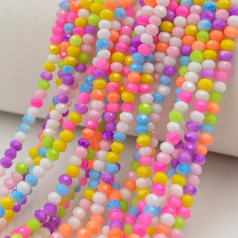 Mixed Color 2mm Crystal Beads for Jewerly Making Spacer Rondelle Faceted Glass Beads DIY Needlework Bracelets Necklace Supplies