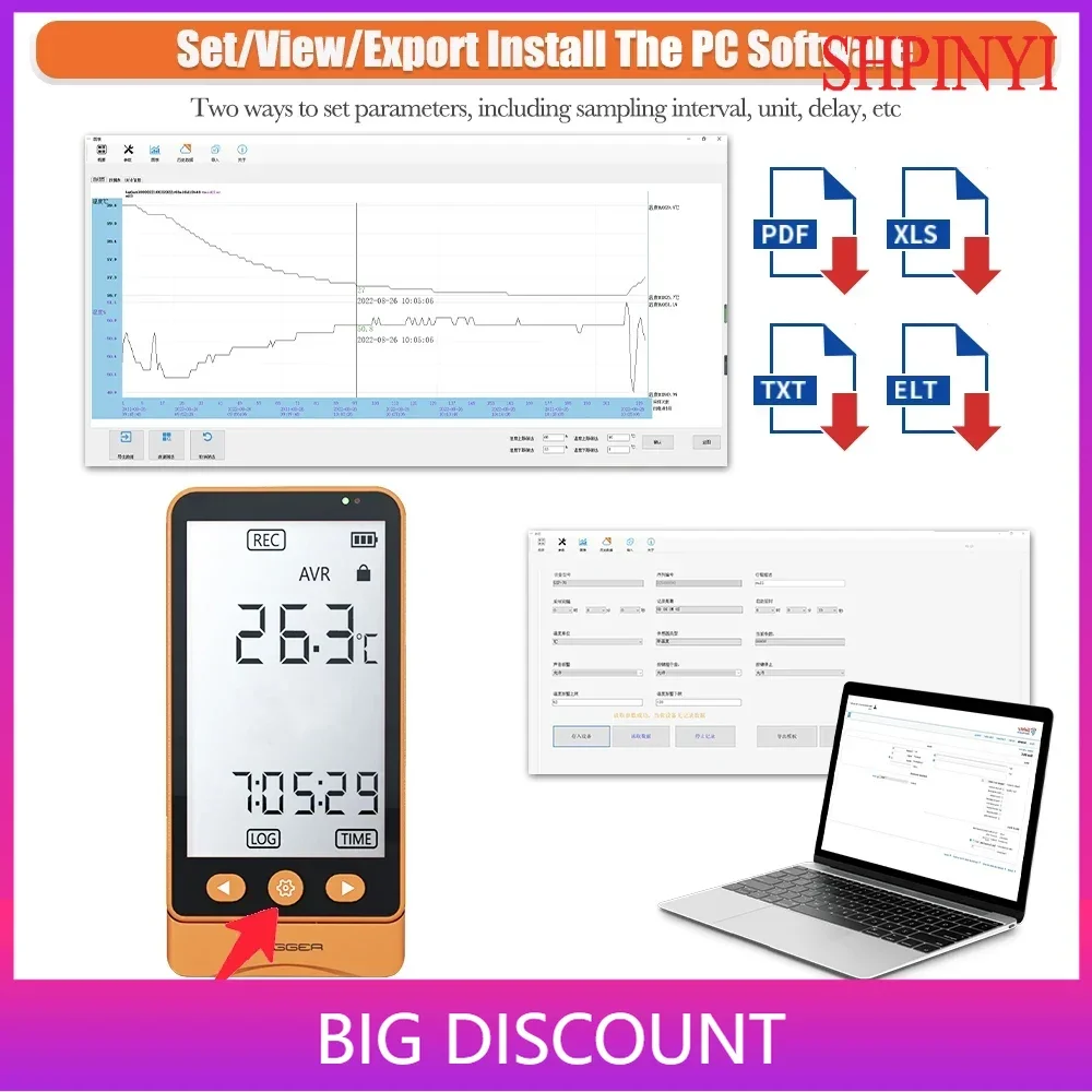 AIKESI GSP-70S Plug and Play Freight Temperature Recorder Mini Single Use USB Data Trace Temperature Loggers