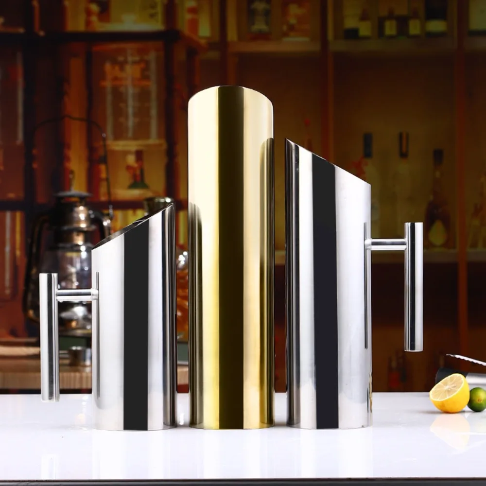 

New Stainless Steel Cold Water Jug Golden Ice Wine Pot Freeze Juice Kettle Bar Containers