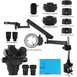 Articulating Arm Clamp Stand Eakins 3.5X-200X Zoom Trinocular Industrial Phone Repair PCB Solder LAB Detected Stereo Microscope