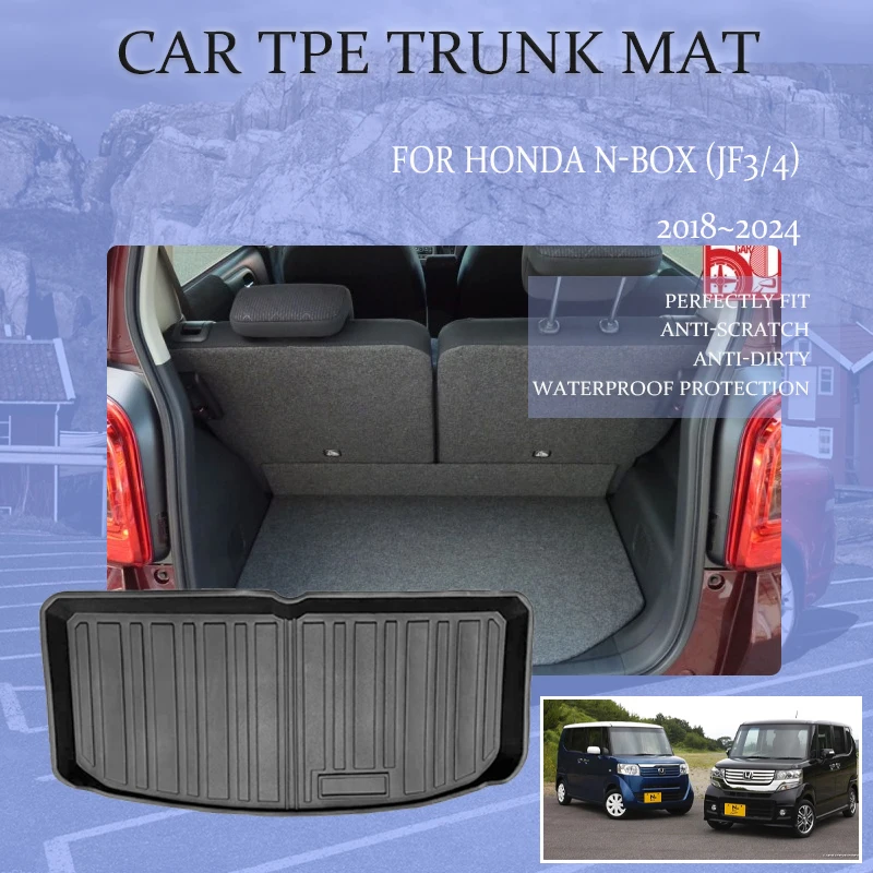 Car Trunk Mats For Honda N-Box NBOX Enubokkusu JF3/4 2018~2024 Waterproof Boot Covers Carpet Trunk Storage Pads Auto Accessories