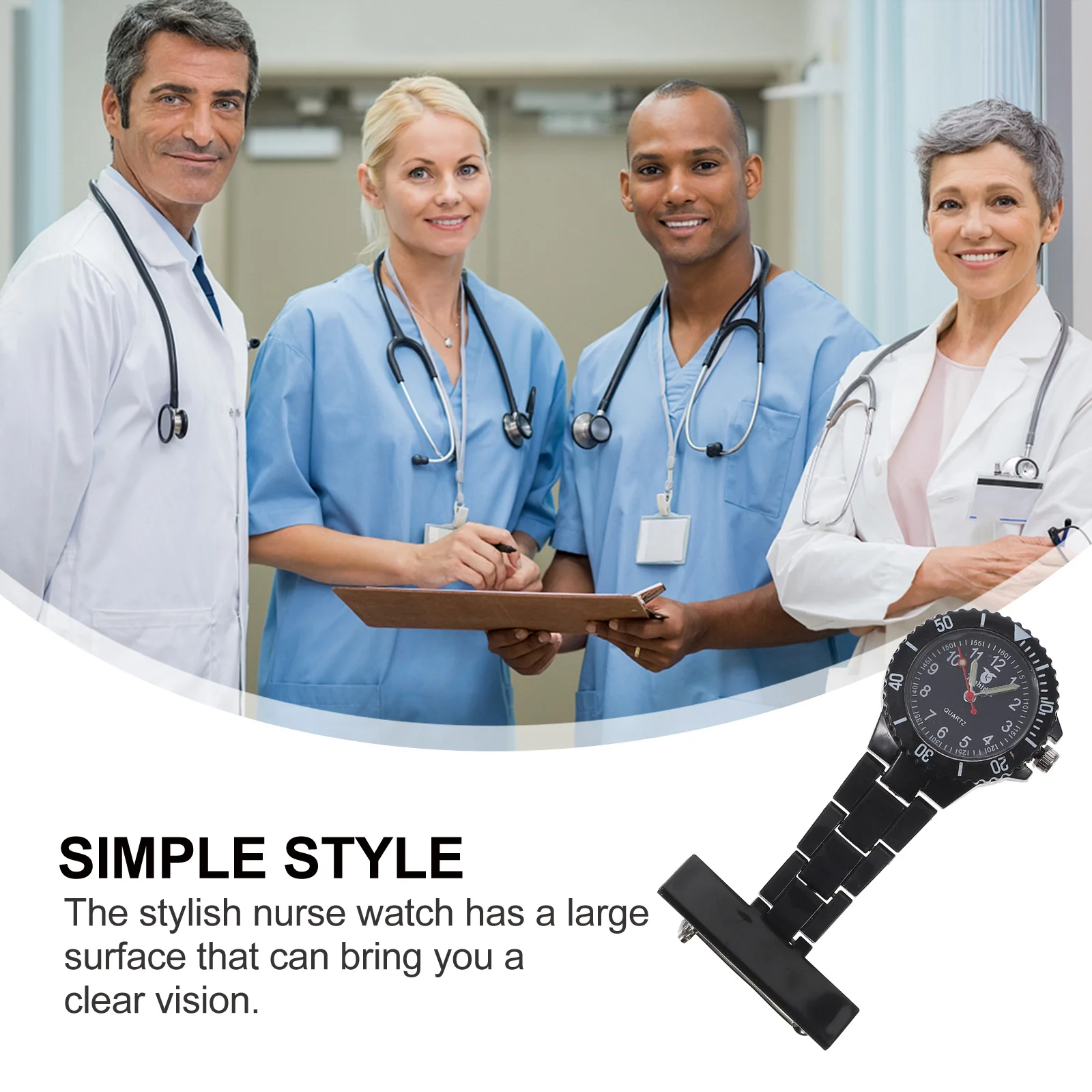 

1Pcs Nurse Pocket Watch Silicone Safety Large Dial Easy Use Pin Design Durable Hanging Nursing Watch for Healthcare